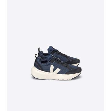 Kids' Veja CANARY ELASTIC LACE Running Shoes Navy | SG 711RVD